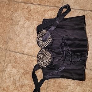 Stud bralet beautiful new 4x black zip up and ties